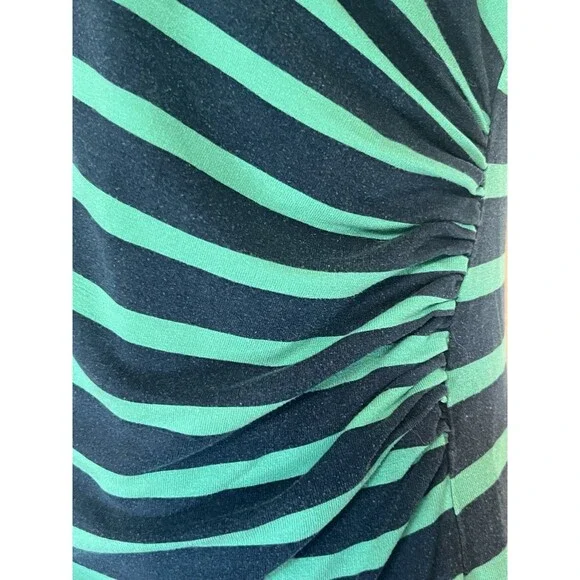LOFT Striped T-Shirt Dress Size Small Navy Blue Green Horizontal Stripes - Picture 6 of 11